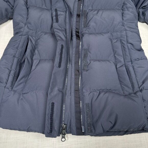 The North Face Womens Gotham Jacket Size XS Down Blue Hooded Faux Fur Warm 550 - Picture 7 of 12